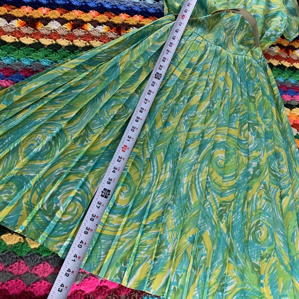 Vintage Make Mine McKettrick Pleated A-Line Van Gogh High Neck Short Sle… - Picture 4 of 11